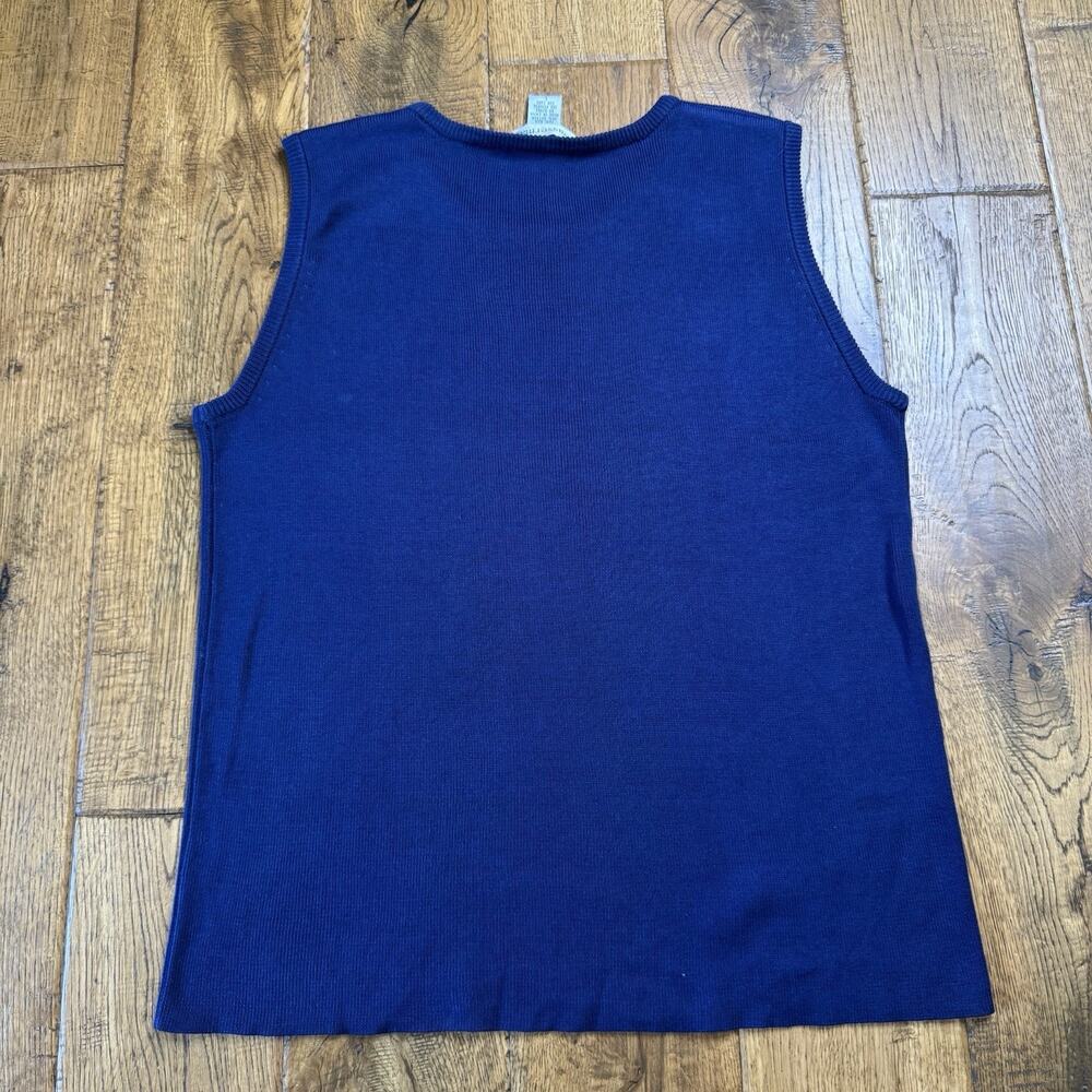 VTG WASSERMAN Navy Blue Silk Blend Knit Tank Top Womens Size L - Picture 5 of 5